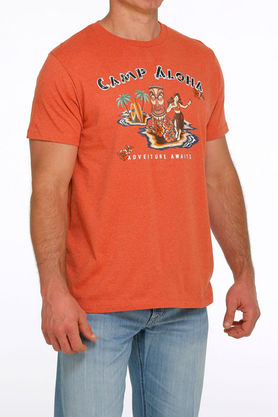 CINCH ALOHA TIKI HEATHER ORANGE - MENS TEE  - MTT1690508