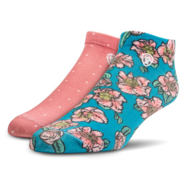 ARIAT PINK/CAMILLAS LOW SOX 2 PAIR - ACCESSORIES SOCKS  - 10051917 AR3958-981