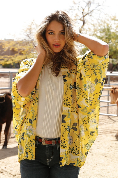 CINCH KIMONO YELLOW - LADIES SHIRT  - CTW7389001