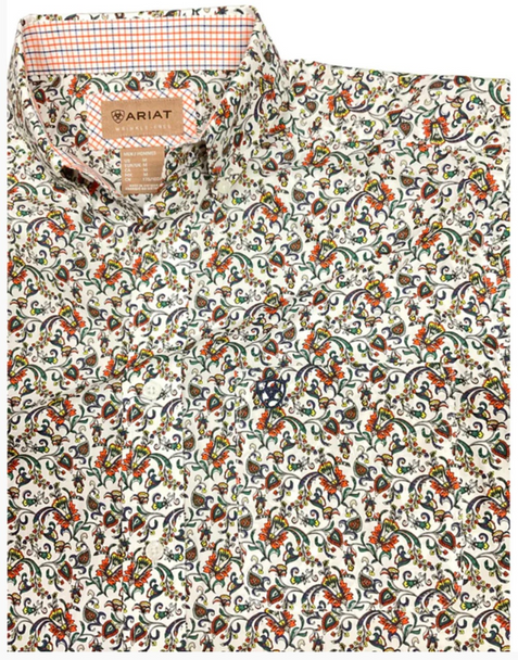 ARIAT WRINKLE FREE FORD WHITE PRINT - MENS SHIRT  - 10045072