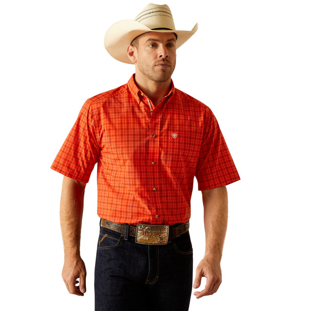 ARIAT KASEN PLAID ORANGE PRINT - MENS SHIRT  - 10048442