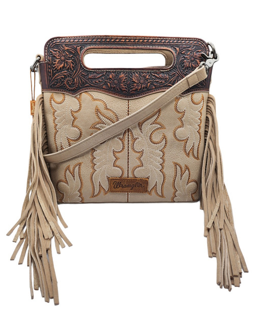 WRANGLER BOOT STITCH FRINGE TAN TOOLED - LADIES PURSES  - WG110-G2010TN