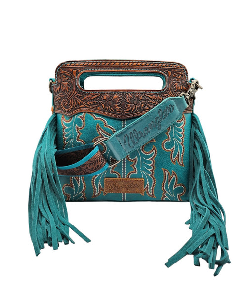 WRANGLER BOOT STITCH FRINGE TURQUOISE - LADIES PURSES  - WG110-2022TQ