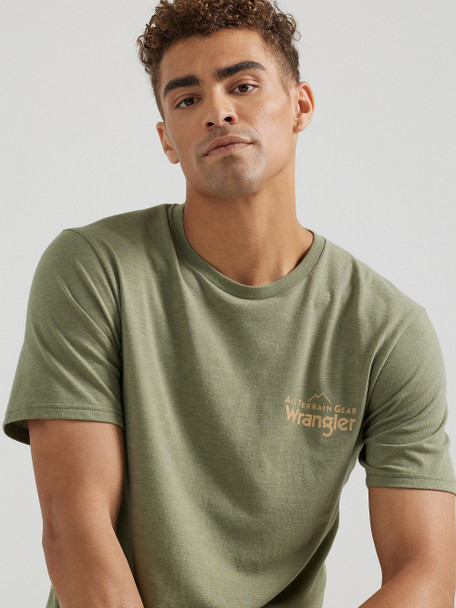 WRANGLER DEEP LICHEN GREEN HEATHER - MENS TEE  - 112345464