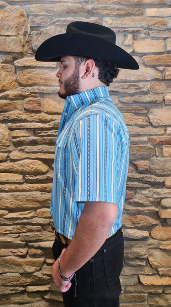 FERREL BLUE WHITE STRIPE SHORT SLEEVE - MENS SHIRT  - FPS1002301