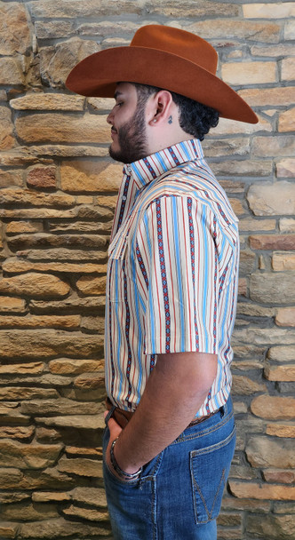 FERREL BLUE RED STRIPE SHORT SLEEVE - MENS SHIRT  - FPS1002302