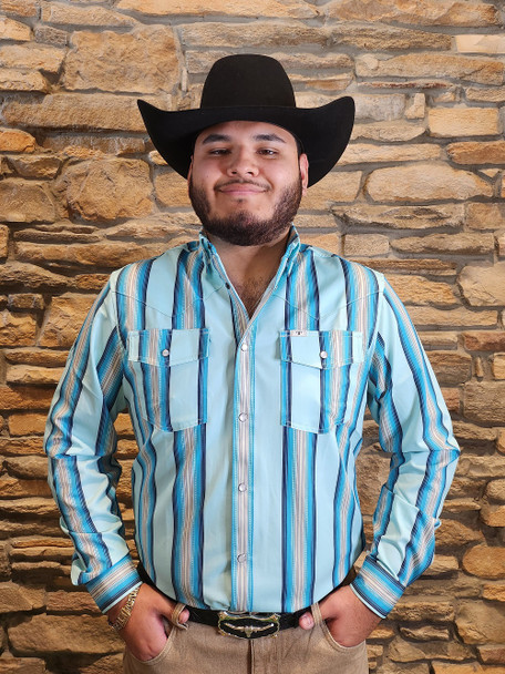FERREL TEAL TURQUOISE STRIPED - MENS SHIRT  - FPL1002314