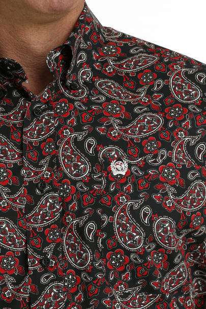 CINCH BLACK & RED PAISLEY PRINT - MENS SHIRT  - MTW1105723