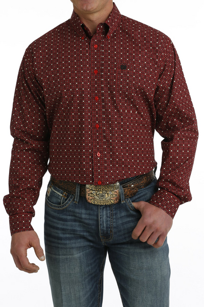 CINCH RED & BLACK GEOMETRIC PRINT - MENS SHIRT  - MTW1105724