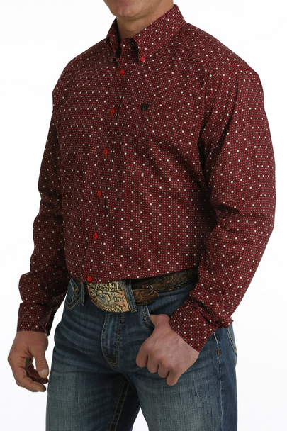 CINCH RED & BLACK GEOMETRIC PRINT - MENS SHIRT  - MTW1105724