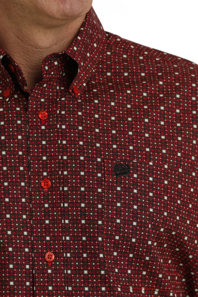 CINCH RED & BLACK GEOMETRIC PRINT - MENS SHIRT  - MTW1105724