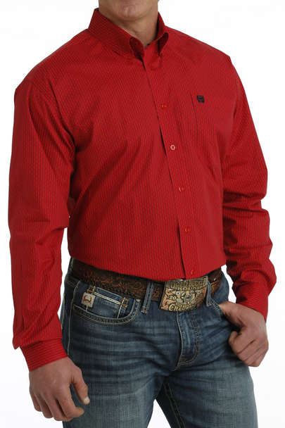 CINCH RED GEOMETRIC PRINT - MENS SHIRT  - MTW1105729