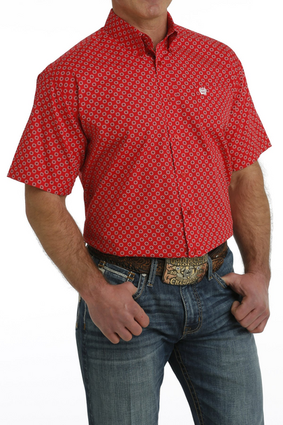 CINCH RED MEDALLION PRINT - MENS SHIRT  - MTW1111450