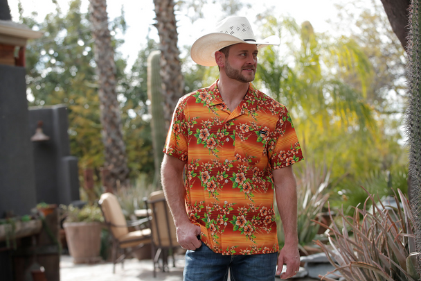 CINCH CAMP ORANAGE HAWAIIAN SHIRT - MENS SHIRT  - MTW1401041