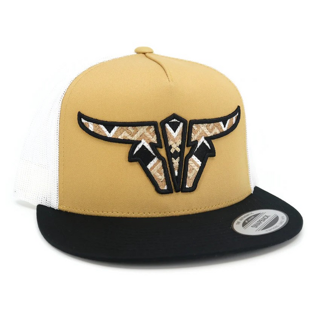 TORO BULL AZTEC BLACK GOLD FLAT - HATS CAP  - AZTEC BLK GOLD FLAT