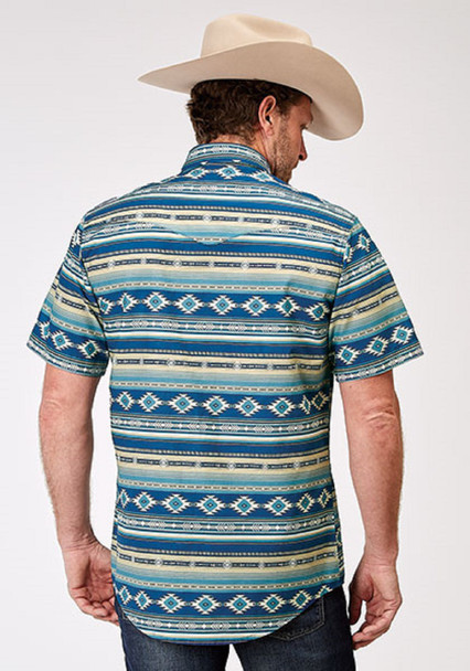 ROPER BLUE TAN AZTEC PRINT - MENS SHIRT  - 03-002-0067-0322BU