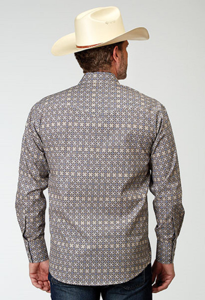 ROPER TAN KHAKI GEOMETRIC PRINT - MENS SHIRT  - 3-01-225-2023TA