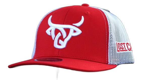 LOST CALF RED WHITE 3D STITCH LOGO - HATS CAP  - RED WHITE