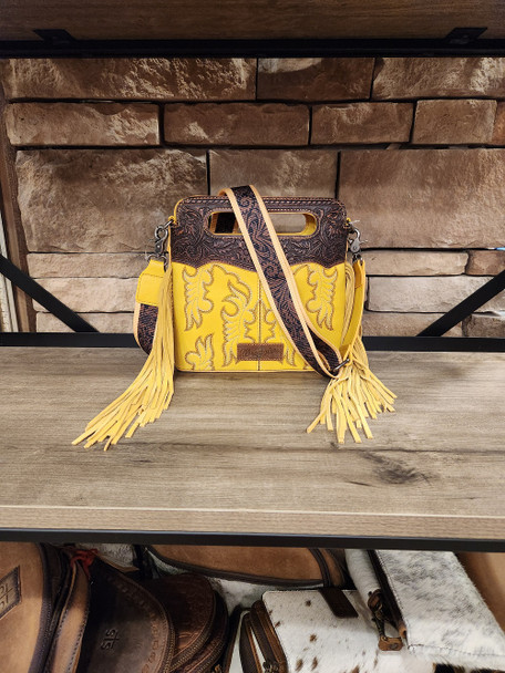 WRANGLER BOOTSTITCH SMALL FRINGE YELLOW - LADIES PURSES  - WG110-2022MST