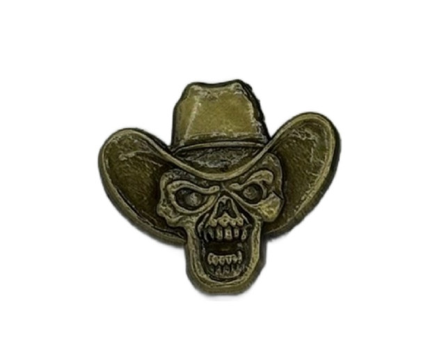 CACTUS RANCH ANGRY SKULL WITH COWBOYHAT - ACCESSORIES HAT CAP PINS  - CRHP-10