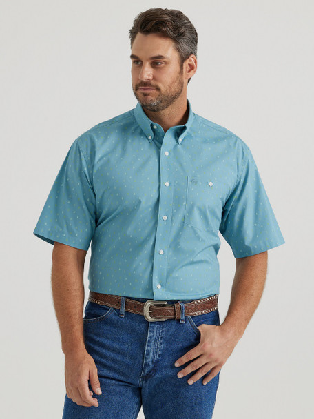 WRANGLER CLASSICS SHORT SLEEVE BLUE - MENS SHIRT  - 112346078