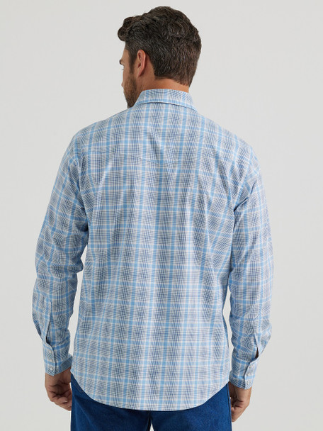 WRANGLER WRINKLE RESIST BLUE PLAID - MENS SHIRT  - 112346246