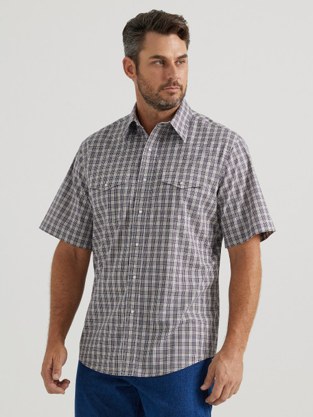 WRANGLER WRINKLE RESIST BROWN PLAID - MENS SHIRT  - 112346249