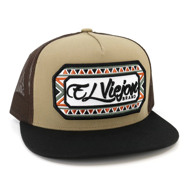 EL VIEJON AZTECA BLACK KHAKI FLAT - HATS CAP  - AZTECA BLK KHAKI FLAT