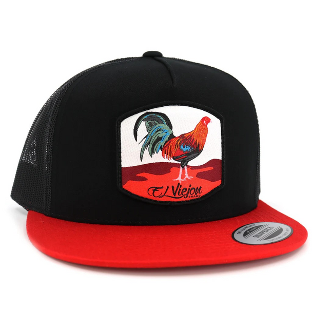 EL VIEJON GALLO RED/BLACK FLAT - HATS CAP  - GALLO RED FLAT