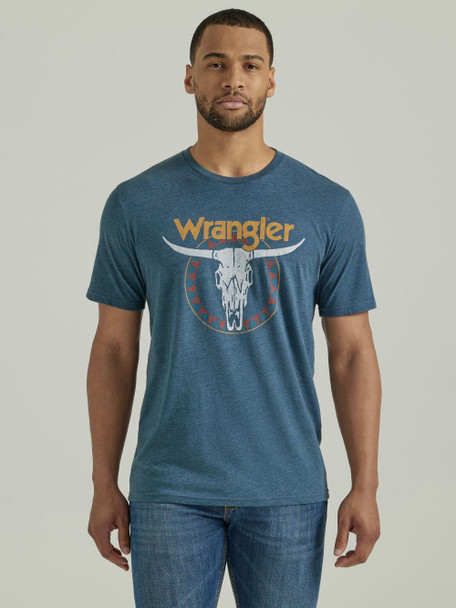 WRANGLER LONGHORN SKULL MIDNIGHT NAVY - MENS TEE  - 112346554