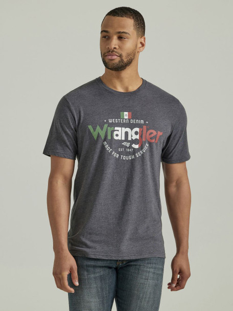 WRANGLER MEXICAN FLAG DARK GREY - MENS TEE  - 112347219