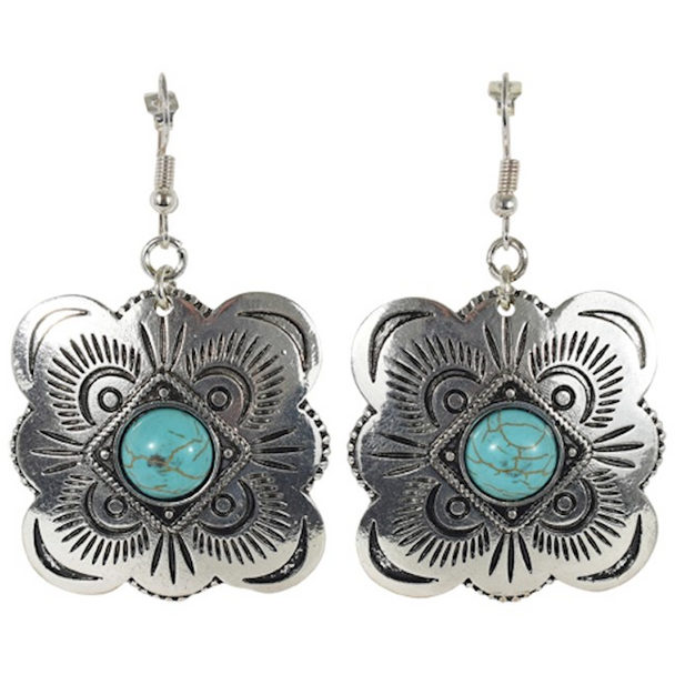 JUSTIN  CONCHO TURQUOISE COLORED STONE - ACCESSORIES JEWELRY EARRINGS - 22171EJ2