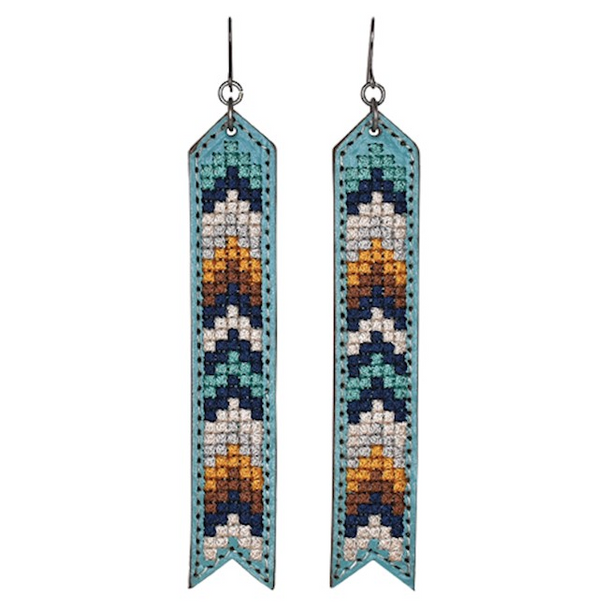 JUSTIN  LEATHER TURQUOISE NEEDLEPOINT - ACCESSORIES JEWELRY EARRINGS - 23171EJ3