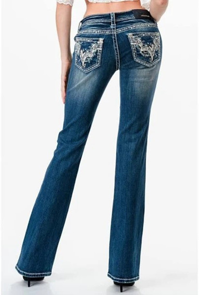 GRACE IN LA EMBELISHED MID RISE BOOT - LADIES JEANS  - EB51350