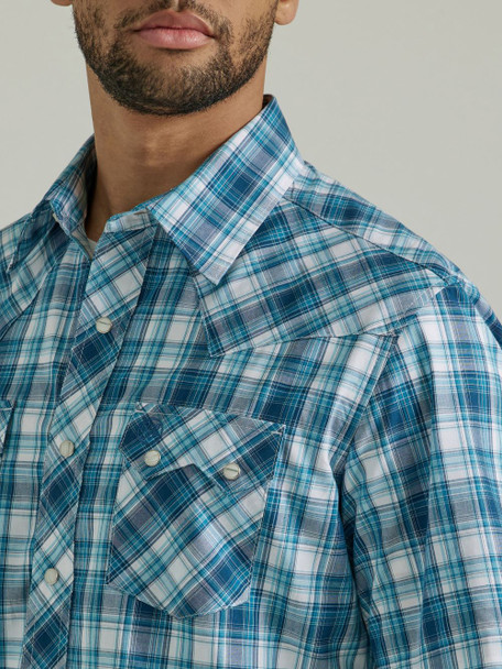 WRANGLER MODERN FIT TURQUOISE PLAID - MENS SHIRT  - 112346240