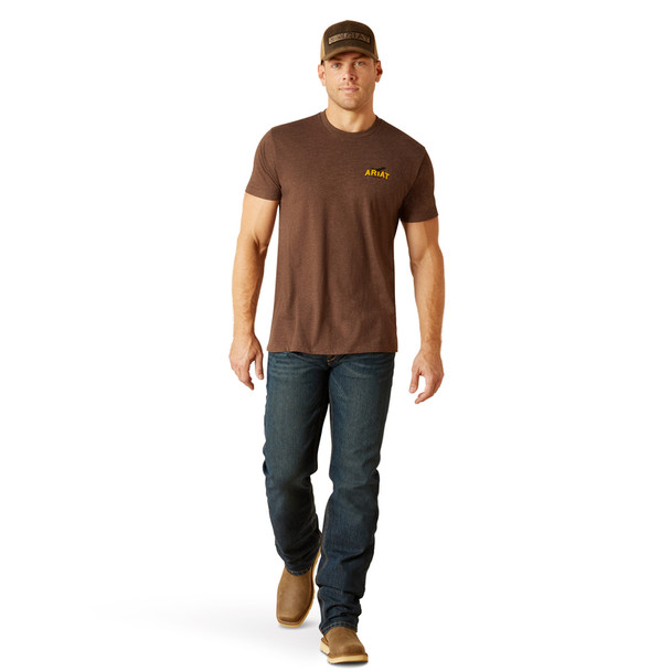 ARIAT BISON SKETCH BROWN HEATHER - MENS TEE  - 10051750