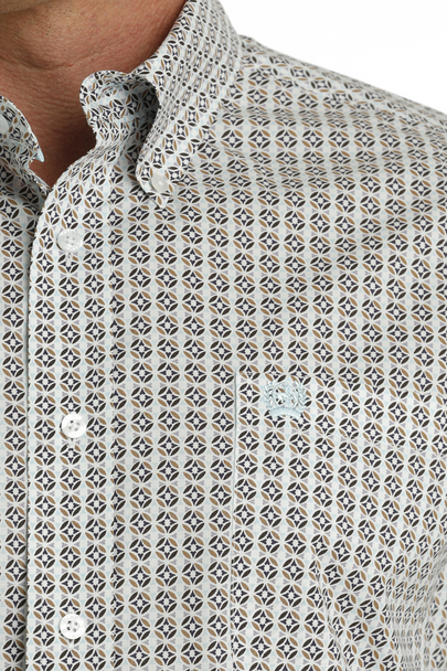 CINCH WHITE GEOMETRIC PRINT - MENS SHIRT  - MTW1105744