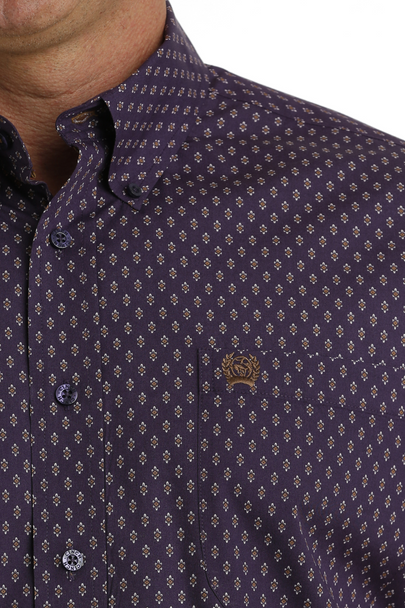 CINCH DARK PURPLE PRINT - MENS SHIRT  - MTW1111452