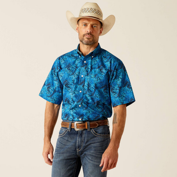 ARIAT WF KYLO CLASSIC FIT BLUE PRINT - MENS SHIRT  - 10051243