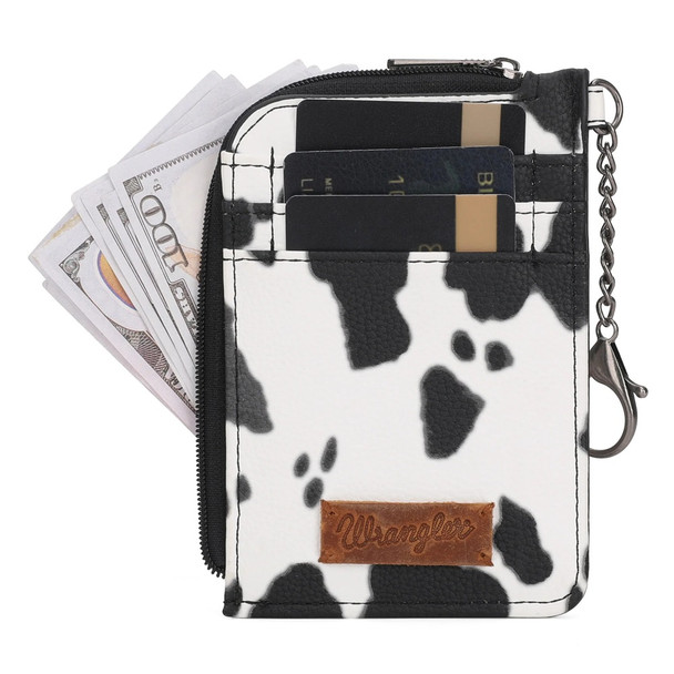 WRANGLER COW PRINT MINI ZIP CARD CASE - ACCESSORIES WALLET  - WG133-W005BK