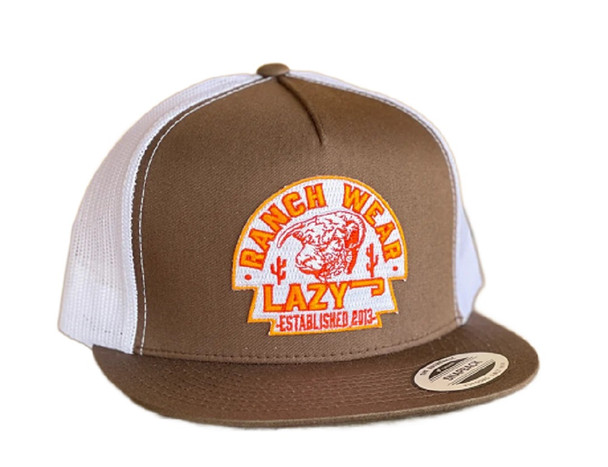 LAZY J WHITE & BROWN 4"  ARROWHEAD - HATS CAP  - BRNWHT4OAH