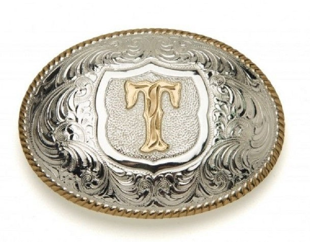 CRUMRINE OVAL INITIAL T BUCKLE - ACC BUCKLE  - C10380-T