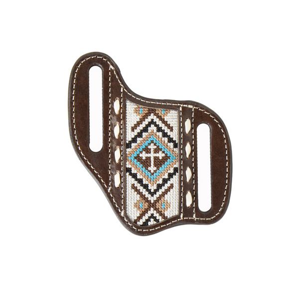 NOCONA CROSS EMBROIDERED BROWN FLAT - ACC KNIVE SHEATH  - 1806602
