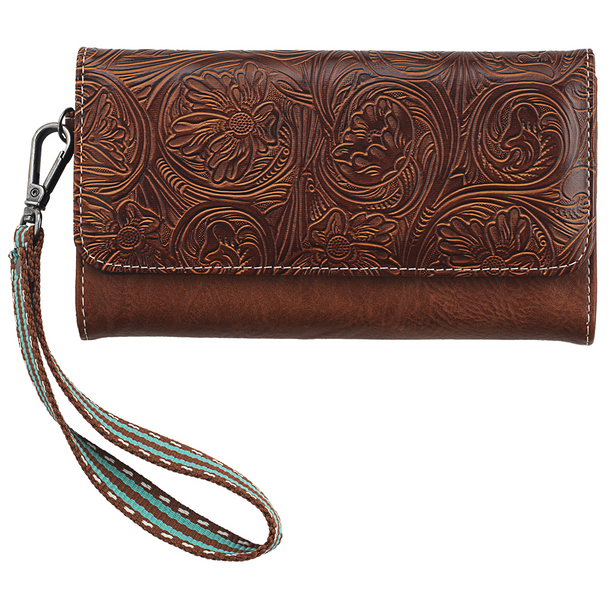 NOCONA BROWN FLORAL EMBOSSED WALLET - ACCESSORIES WALLET  - N770014502