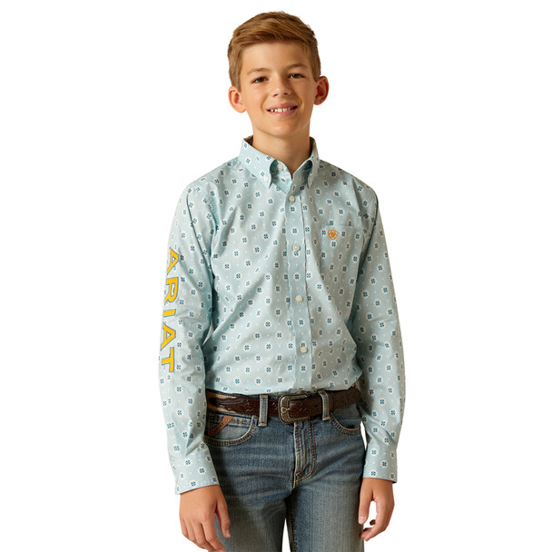 ARIAT TEAM LOGO COLTON CLASSIC AQUA - MENS SHIRT  - 10051406