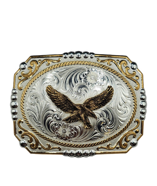 MONTANA SILVERSMITHS EAGLE SQUARE COWBOY CAMEO - ACC BUCKLE  - 25815-696
