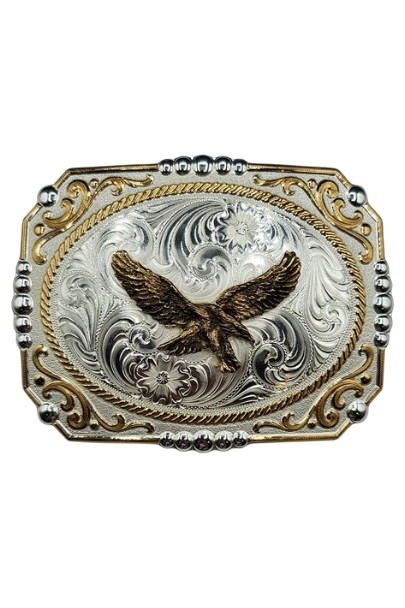 MONTANA SILVERSMITHS EAGLE SQUARE COWBOY CAMEO - ACC BUCKLE  - 25815-696
