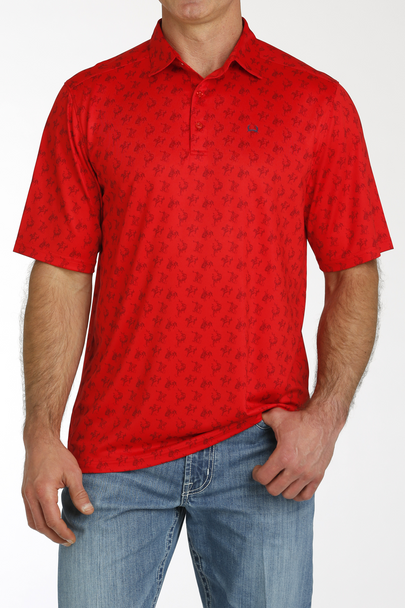 CINCH ARENAFLEX RED POLO PRINT - MENS POLO  - MTK1863036