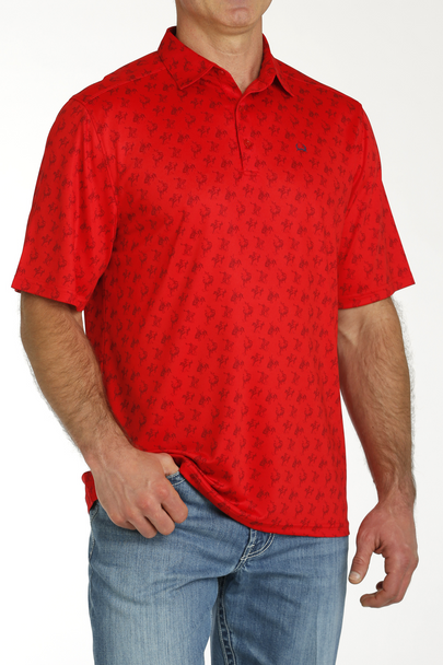 CINCH ARENAFLEX RED POLO PRINT - MENS POLO  - MTK1863036