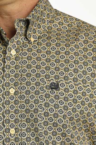 CINCH GOLDEN YELLOW GEOMETRIC PRINT - MENS SHIRT  - MTW1105756